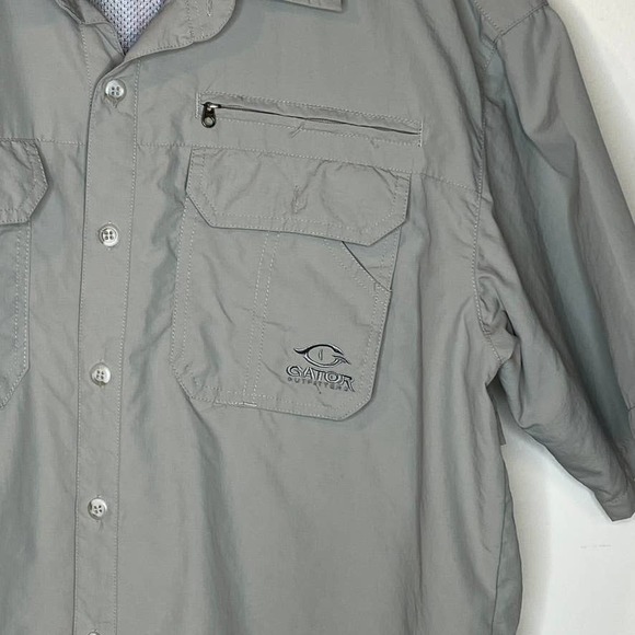 Gator Outfitters Gray Outdoorsman Fishing Shirt Short Sleeve Size L - Picture 2 of 7